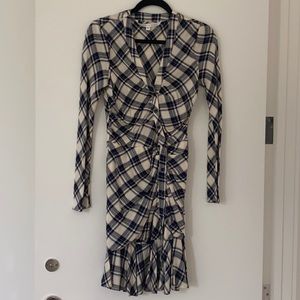 Veronica Beard Rowe Button- front ruched dress